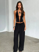 Mireza – Halter top & wide leg set with open details