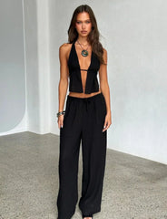 Mireza – Halter top & wide leg set with open details