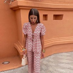 Liora – Summer Two-Piece Set with Statement Print