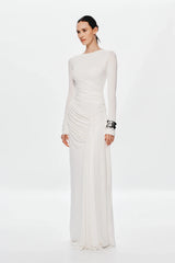 Misha Glacier Cupro Long Sleeve Maxi Dress - Ivory