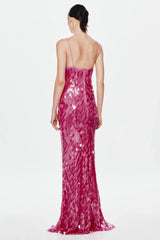 Misha Sapphire Sequin Maxi Dress - Fuchsia