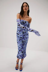 Misha Cosimo Mesh Dress With Gloves - Water Color Floral